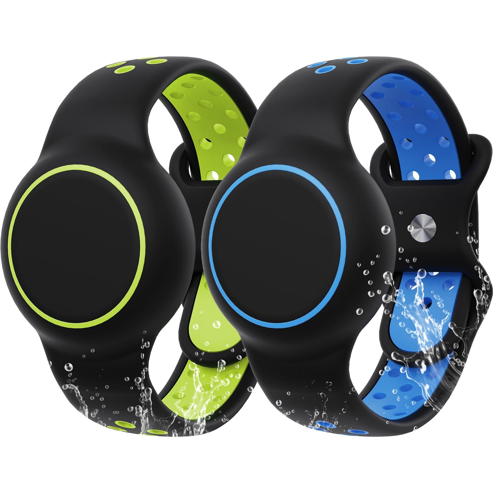 Wasserdichtes Armband kompatibel mit AirTag für Kinder, 2 Stück Silikonhalter mit Versteckt Cover Design Armband kompatibel mit AirTag, Atmungsaktiv GPS Tracker Halter für Kinder GB Schwarz Blau & Schwarz Grün Angebot bei HelloDeals