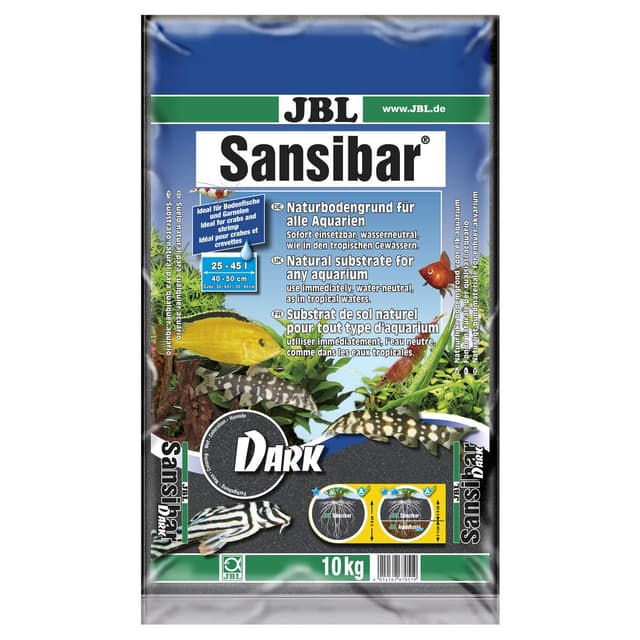 JBL Bodengrund Dunkel für Süßwasser Aquarien, Sansibar Dark 10 kg, 67051 Dunkel 10 kg (1er Pack)