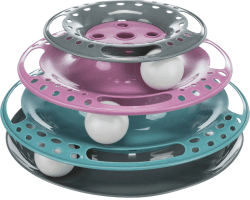 TRIXIE Catch the Balls Katzenspielzeug - drei Ebenen mit je einem Ball - regt zum Spielen an - grau/grün/rot - ø 25 × 13 cm - 41345 Angebot bei HelloDeals