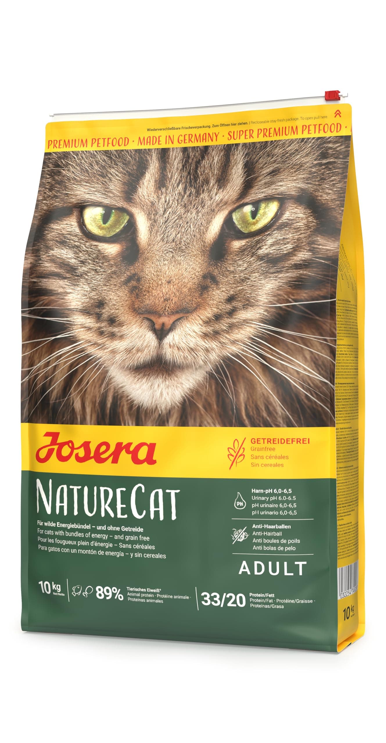 JOSERA NatureCat (1 x 10 kg) | Adult | Premium Trockenfutter für ausgewachsene Katzen | Lachs & Geflügel | erlesene Kräuter & gesunde Früchte | getreidefrei | Katzenfutter | 1er Pack Geflügel & Lachs 10 kg (1er Pack)