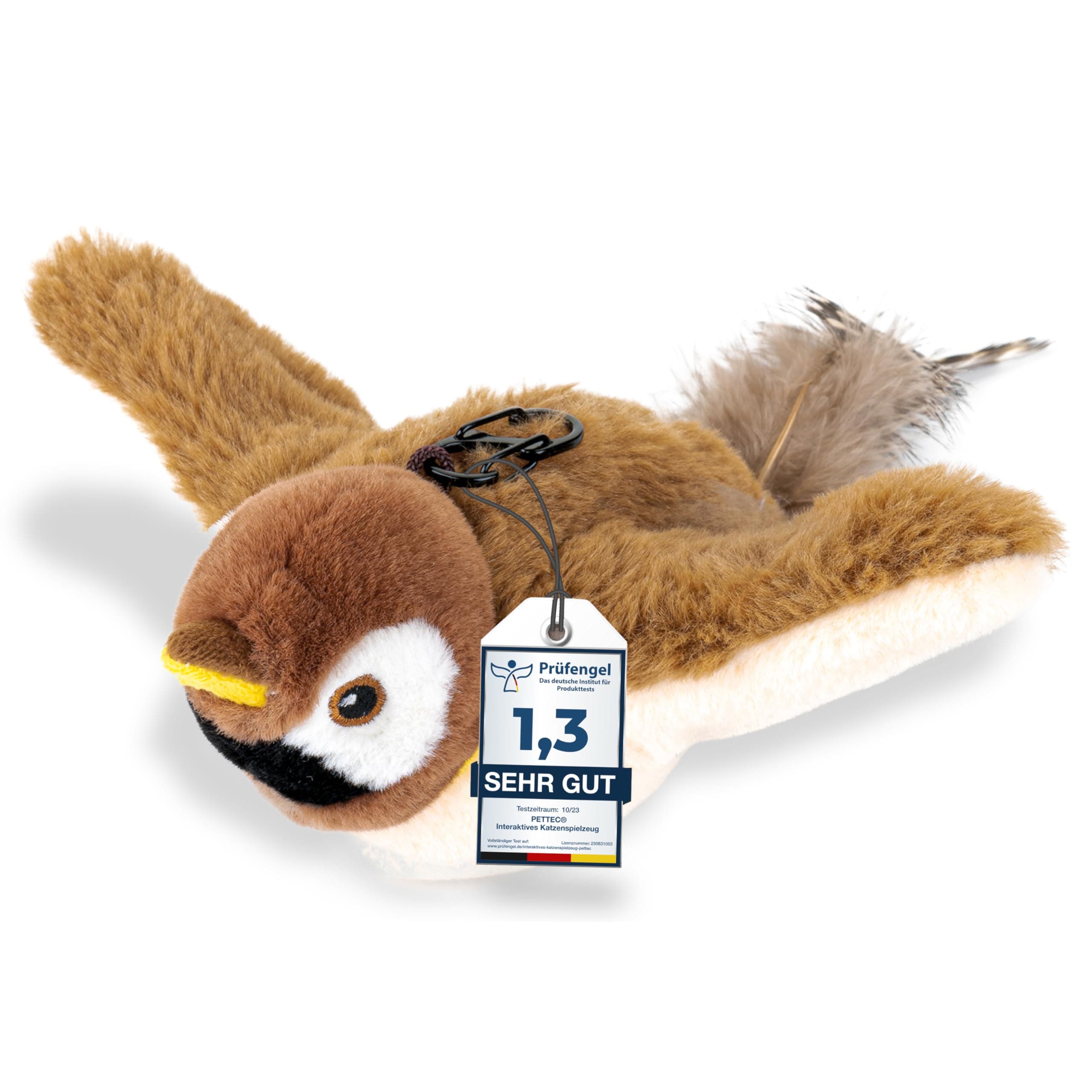 PetTec® Interaktives Katzenspielzeug Elektrisch [DAS ORIGINAL] Selbstbeschäftigung - Katzenspielzeug Vogel beweglich mit Katzenminze Interactive Cat Toy Automatische Katzen Spielsachen Vogel (mit Zwitscher Ton)