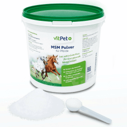VitPet+ MSM Pferd – Premium MSM Pulver für Pferde im 1,8 kg Eimer inkl. Dosierlöffel (Methylsulfonylmethan- / Schwefel-Pulver für Pferde und Hunde) Angebot bei HelloDeals