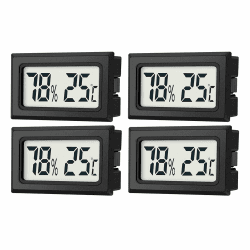 JEDEW 4er-Set Mini Digitale Thermometer-Hygrometer, Innen Temperatur- und Luftfeuchtigkeitmessgerät für Innenraum Gewächshaus Luftbefeuchter Reptilien, Großer LCD-Bildschirm Zentigrad ℃ (4) Angebot bei HelloDeals