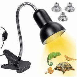 TOGETDREAM Schildkröte Wärmelampe Reptilien Terrarium Lampe Wärmelampe Terrarium mit 360°Schwenkklemme Clip 25 W, 2 * 50 W Glühbirne UVA, UVB-Wärmeheizung Schildkröte, Schlange, Eidechse usw Halogen Angebot bei HelloDeals