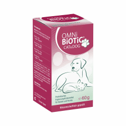 OMNi BiOTiC CAT & Dog | Zur Stabilisierung Einer sensiblen tierischen Darmflora | Probiotisches Ergänzungsfuttermittel für Hunde und Katzen | Mit dem hochwertigen Ballaststoff MOS | 60 g Pulver Angebot bei HelloDeals