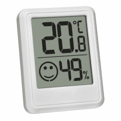 TFA Dostmann Digitales Mini Luftfeuchtigkeitsmesser Innen, 30.5060.02, Raumthermometer, Hygrometer, Feuchtigkeit und Temperatur messen, zur Raumklimakontrolle, inkl Batterie, weiß Angebot bei HelloDeals