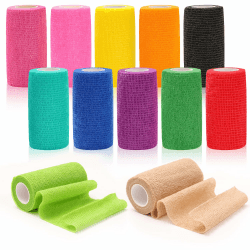 Zhufas 12 Rollen Selbstklebender Verband 10cm x 4,5m Haftbandage Selbstklebend Elastischer Binden Verband für Stretch Sportler, Handgelenk, Knöchel, Pet Angebot bei HelloDeals