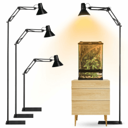 Tararium Hoch Reptilien Wärmelampenständer mit Lampenschirm, Verstellbarer Schwenkarm Terrarium Lampe Halterung, E26/E27 Keramikfassung Bodenlichtständer für CRL-1200S Lamp Stand E26/E27 Angebot bei HelloDeals