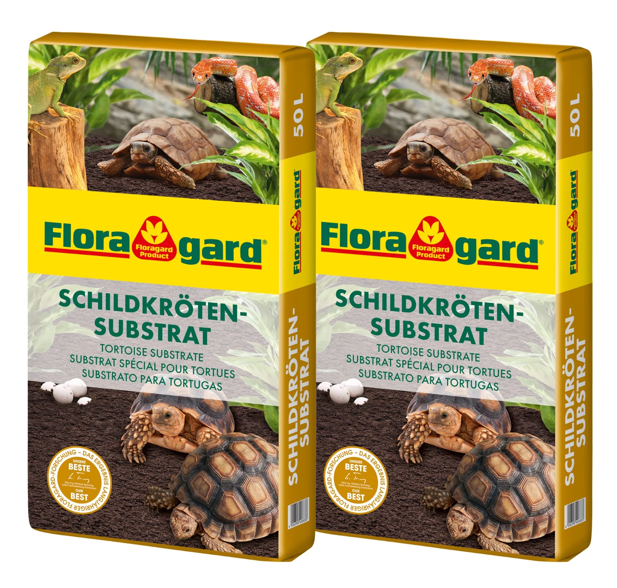 Floragard Schildkrötensubstrat 2x50l - natürliche Einstreu ohne Dünger - für Landschildkröten u. andere Reptilien - für Frühbeet, Überwinterung und für Terrarien - 100l 100 L