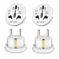 4 Stücke Universal Steckdosen Adapter,Adapter China Deutschland Stecker,Stecker Adapter China auf Europa,Universal Adapter für Europa, USA,UK,Thailand,Schweiz,China,Italien 4 Stücke Weiß