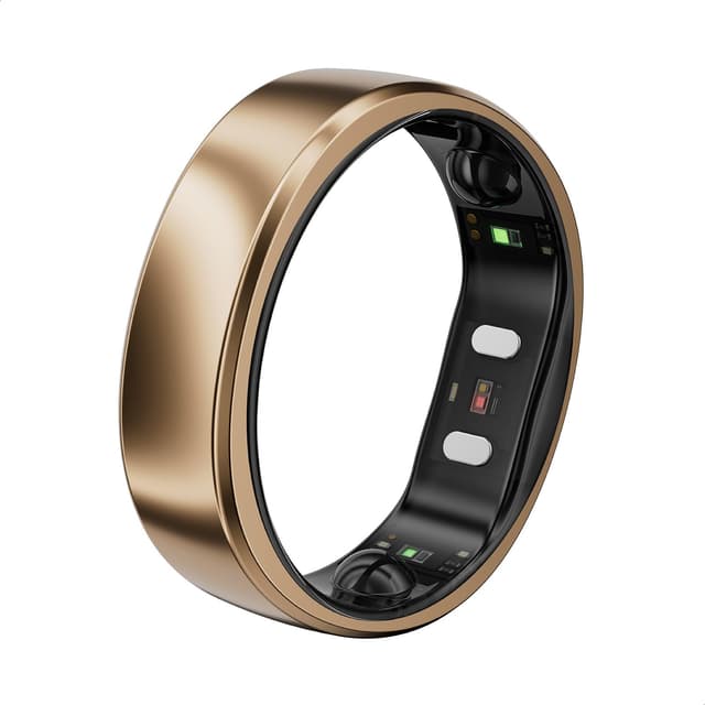 RingConn Gen 2 Air, Ultra-schmaler AI-Smart Ring, 10-Tage Akkulaufzeit, Schlaf/Stress/HR-Tracker, Smartringe für Herren & Männer, IP68 wasserdichtes, kompatibel mit iOS & Android (Dune Gold, 8) 8 Gold