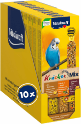 Vitakraft Kräcker Mix, Vogelsnack, Knabberstangen, mit Ei und Grassamen, mit Aprikose und Feige, mit Honig und Sesam, zur Schnabelpflege, ohne Zusatz von Zucker (10x 80g) Angebot bei HelloDeals