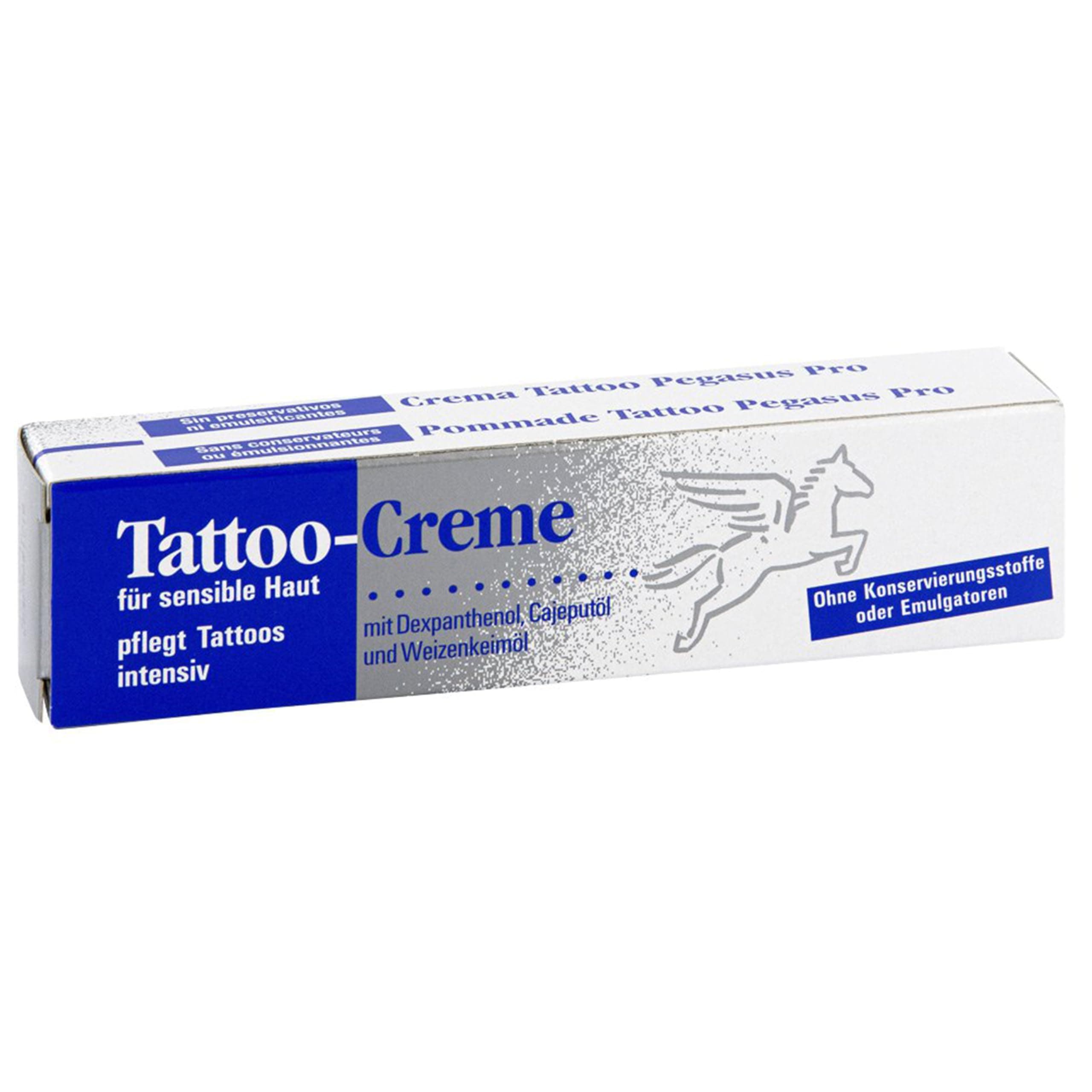 Pegasus Pro Tattoo-Creme für sensible Haut 25ml, Tägliche Pflege & Aftercare für Intensiven Tattooschutz, Feuchtigkeitsspendend mit Cajeputöl, Mit Weizenkeimöl und Dexpanthenol, Made in Germany