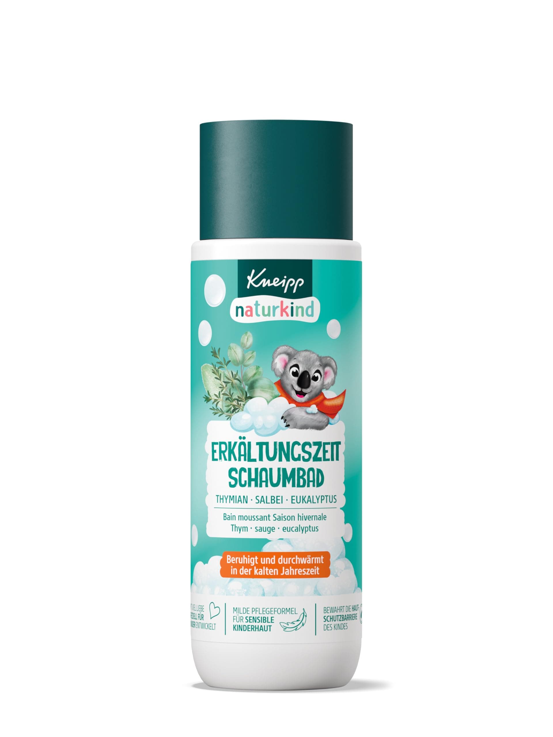 Kneipp naturkind Erkältungszeit Schaumbad - Thymian Salbei Eukalyptus - Beruhigt und durchwärmt in der kalten Jahreszeit - 200ml Mehrfarbig 200 ml (1er Pack)