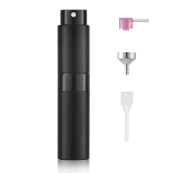 Toureal 8ml Aluminium Parfüm Zerstäuber Nachfüllbar Leer Geschenk zu Weihnachten, Reise Parfümzerstäuber für Damen und Herren, Reisezerstäuber Flasche für unterwegs (Schwarz) Angebot bei HelloDeals