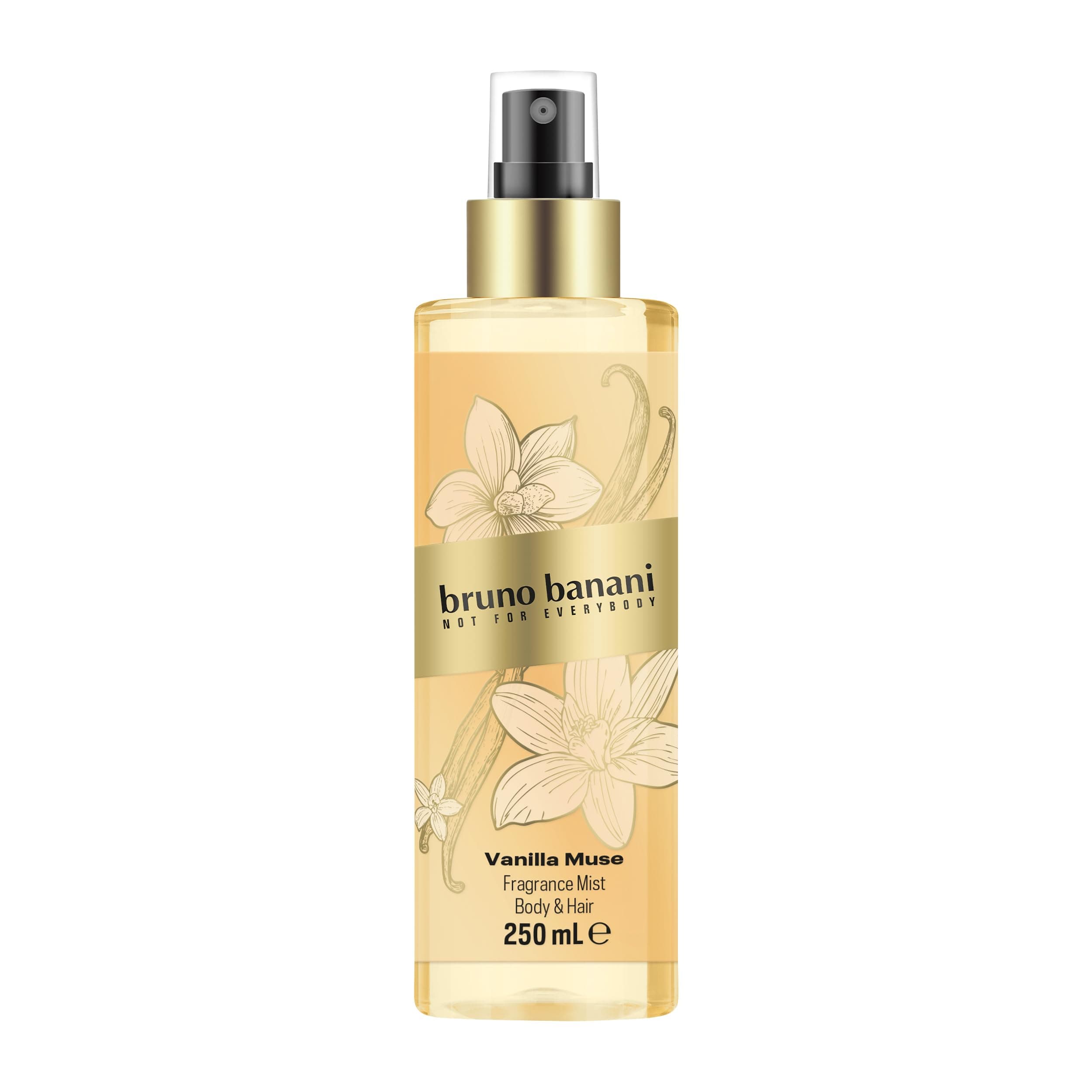 bruno banani Vanilla Muse Body & Hair Splash für Sie, fruchtiger Amber-Duft mit weißen Blüten, Pfirsich und Vanille, intensiv, langanhaltend und verführerisch feminin, 250 ml 250 ml (1er Pack) Body & Hair Mist