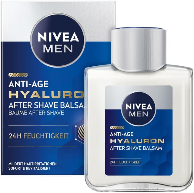 NIVEA MEN Anti-Age Hyaluron After Shave Balsam, erfrischendes After Shave für Männer mit Hyaluron für 24h Feuchtigkeit, beruhigende Gesichtspflege nach der Rasur (100 ml) Aftershave Balsam