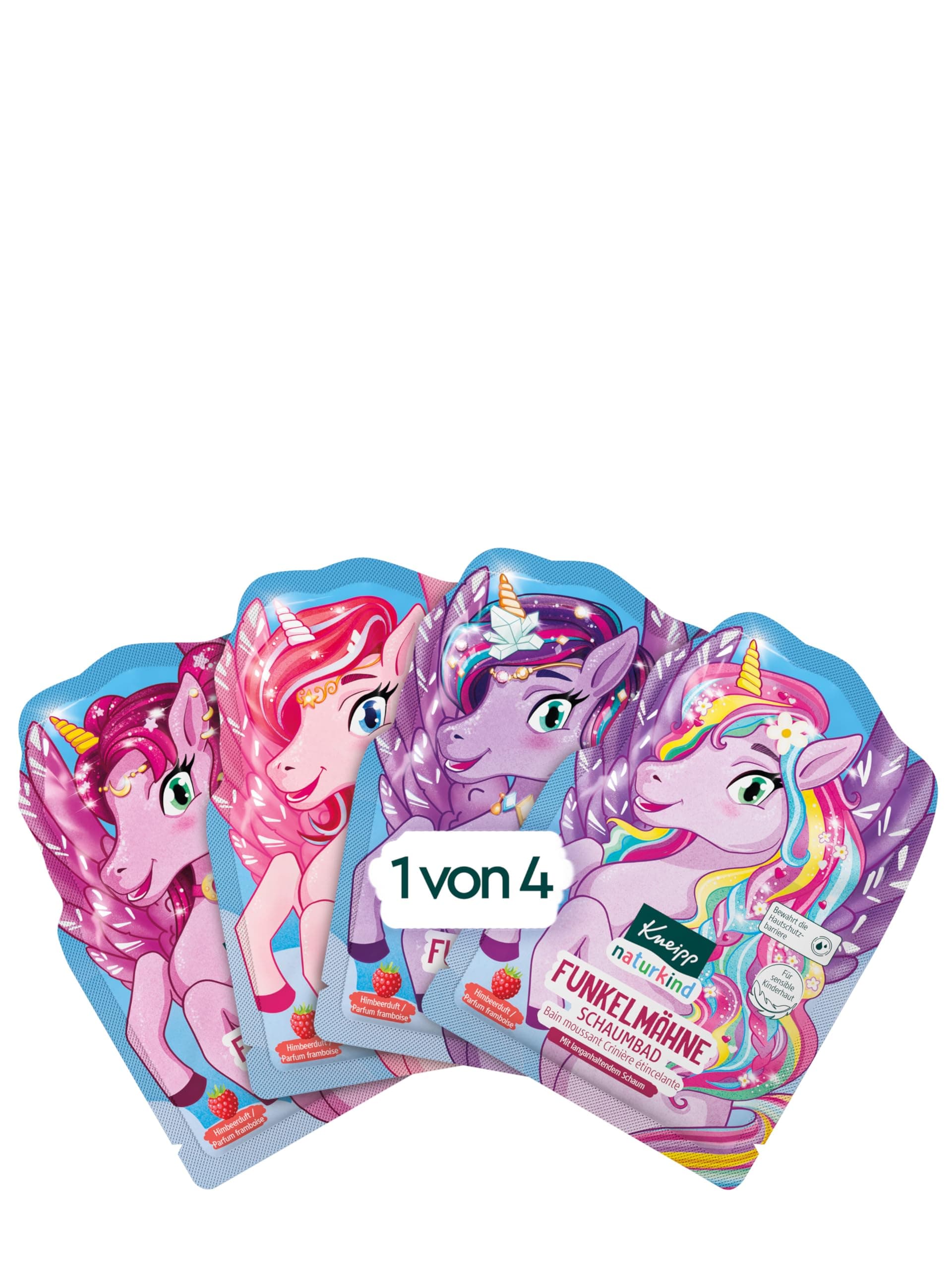 Kneipp naturkind Schaumbad Funkelmähne - Einhorn Badezusatz für Kinder mit Himbeerduft und pflegendem Jojobaöl - Magischer Pegasus Badespass für Kids - Rezeptur ohne Mikroplastik - 40ml Mehrfarbig 40 ml (1er Pack)