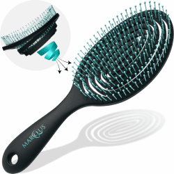 marQus Haarbürste ohne Ziepen mit einzigartiger Doppelspiralfeder und noch mehr Borsten zur optimalen Druckverteilung und Pflege, Entwirrbürste für jeden Haartyp, 1 Stück, Farbe Schwarz Türkis Black Velvet Türkis Angebot bei HelloDeals