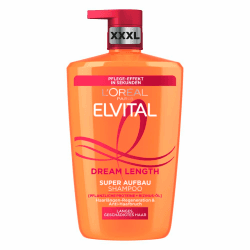 L'Oréal Paris Elvital XXXL Shampoo gegen Spliss, Für traumhaft langes Haar, Mit Rizinus-Öl, Vitaminen und pflanzlichen Proteinen, Dream Length Super Aufbau Haarshampoo, 1 x 1000 ml 1000 ml (1er Pack) Angebot bei HelloDeals