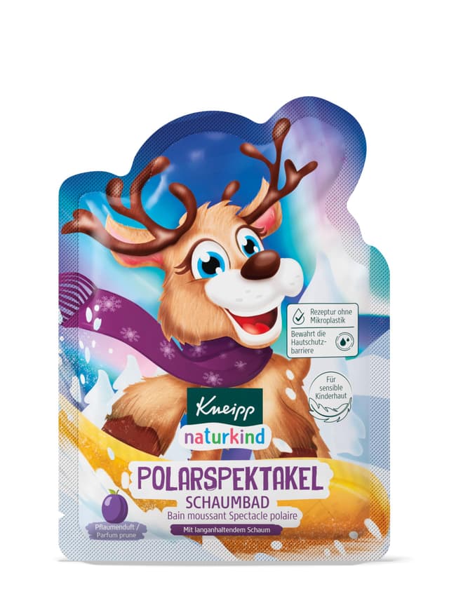 Kneipp naturkind Schaumbad Polarspektakel - Färbt das Wasser violett und duftet nach Pflaume - Für sensible Kinderhaut - 40ml