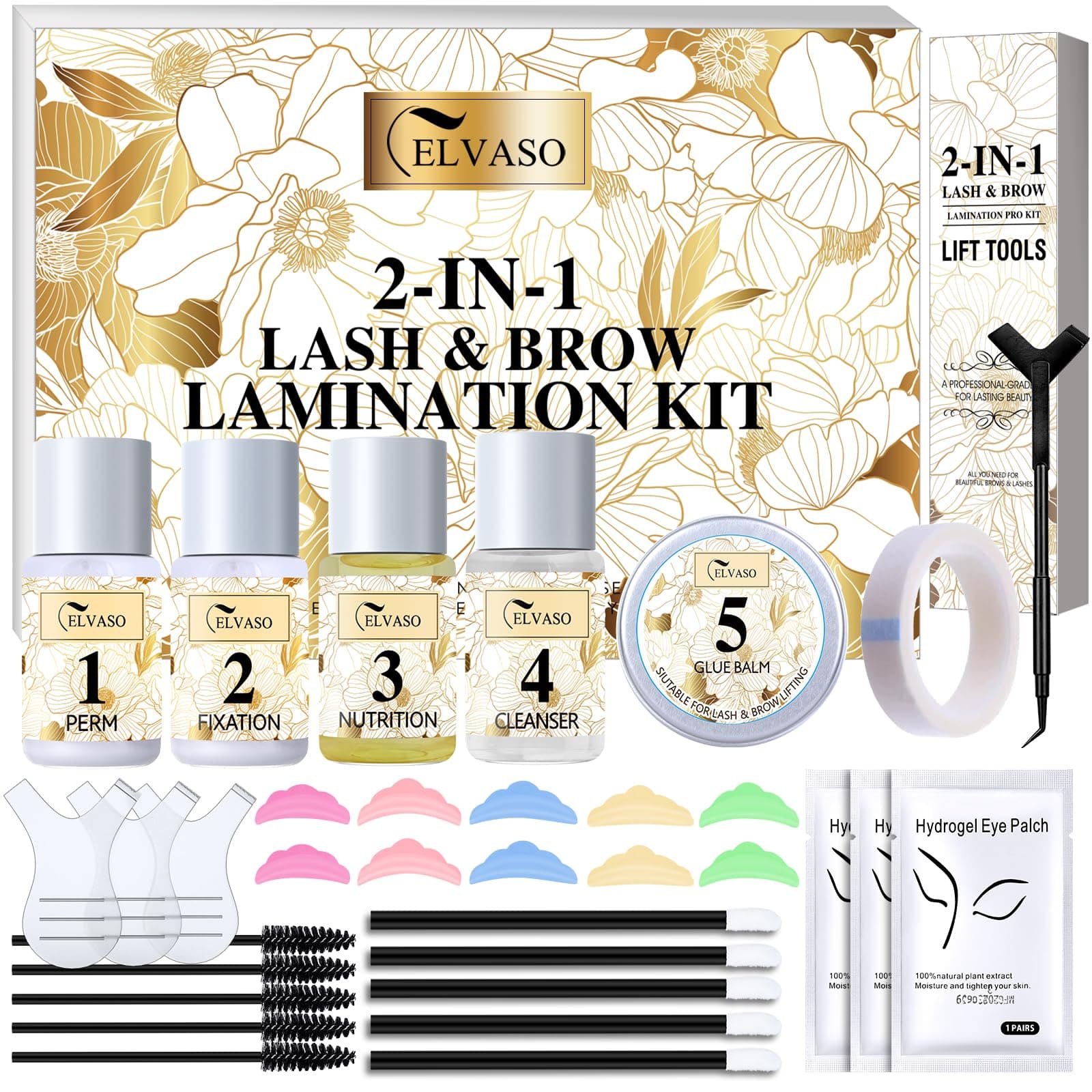 Augenbrauen Lifting & Wimpernlifting Set 2-in-1, Professionelles Lash Lifting & Brow Lifting Set für dichtere Augenbrauen und langanhaltend geschwungene Wimpern, 5–6 Anwendungen, für Zuhause und Salon