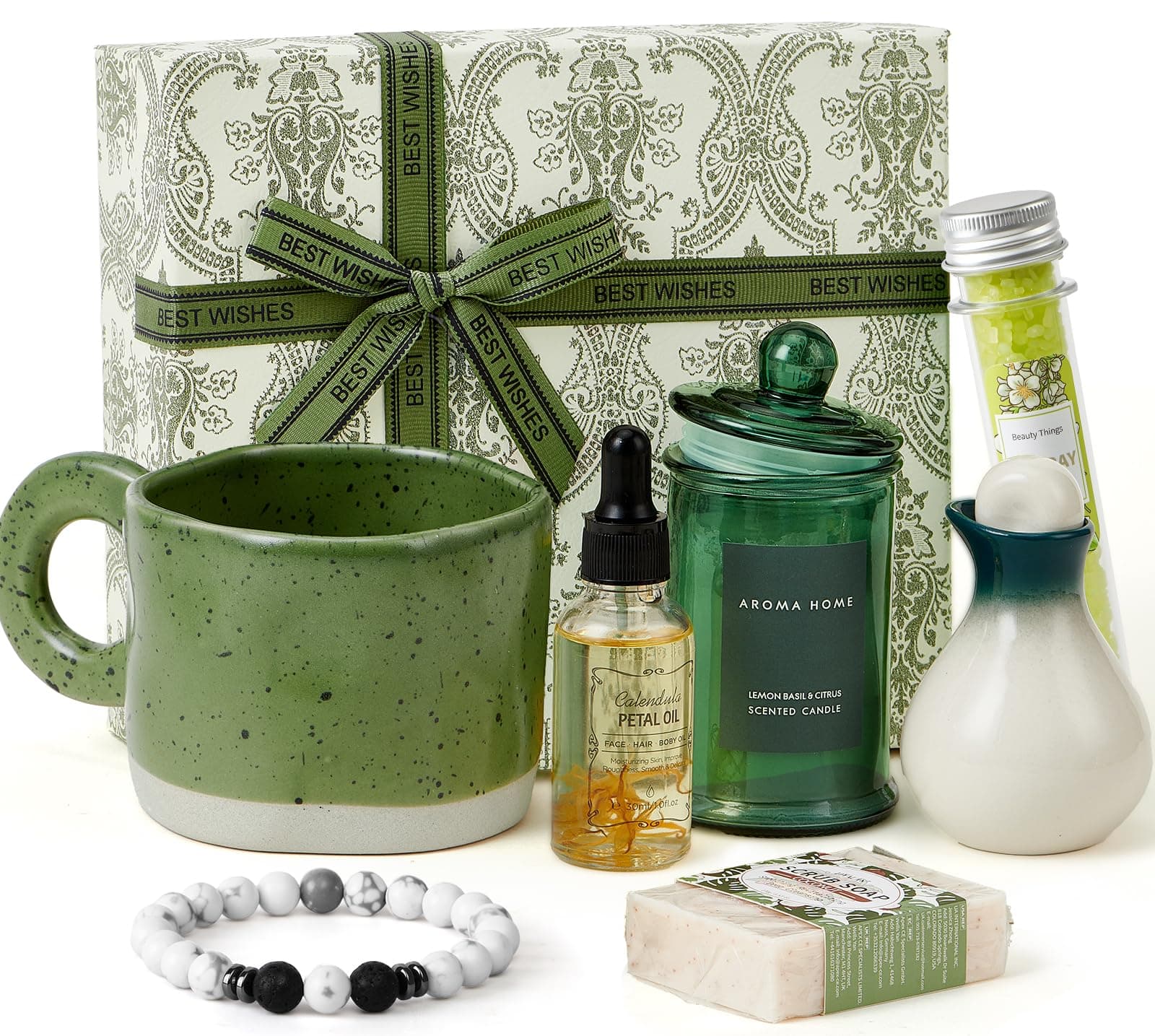 Tacobear Geschenke für Frauen Geburtstagsgeschenk Wellness Set Inklusive Keramik Tasse, Grün Entspannung Geschenkset Freundi Schwester Mama Geschenkideen Valentinstag Muttertag Weihnachts