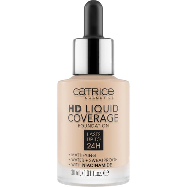 Catrice HD Liquid Coverage Foundation, Nr. 010, Nude, langanhaltend, mattierend, matt, für unreine Haut, vegan, ölfrei, wasserfest, ohne Parabene, 1er Pack (30ml) 010 Light Beige 30 ml (1er Pack)
