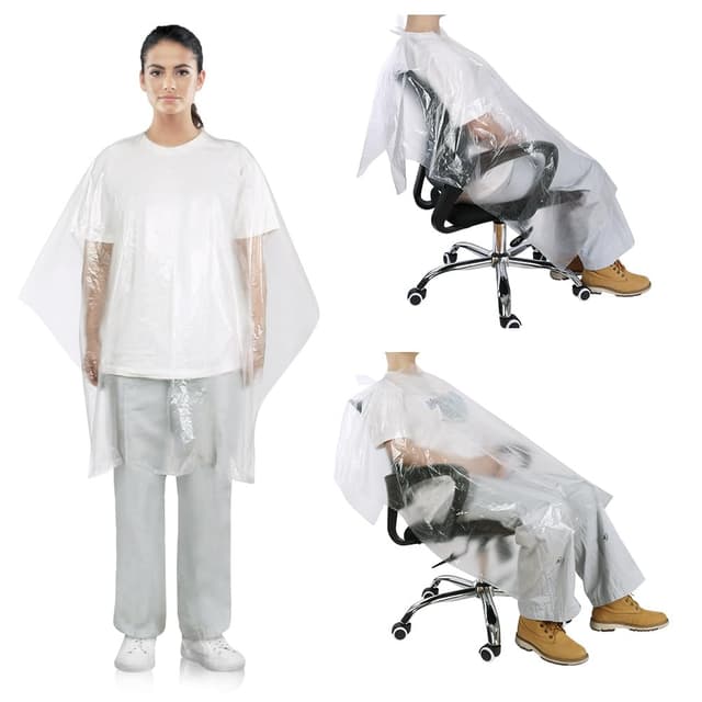 LOPHE Einmalumhänge, 50 Stück Einweg Umhang 130x110 Cm, Einweg Friseurumhang für Friseure Und Barbiere, Wasserdichte, für Erwachsene Kinde
