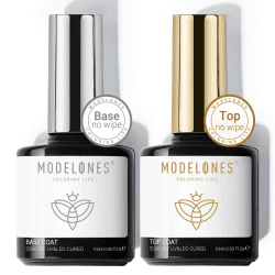 Modelones Base Coat Top Coat Gel UV LED Nagellack Set No Wipe Unterlack & Überlack 10ml x 2 für Gelnägel Nail Art Maniküre Nageldesign Angebot bei HelloDeals