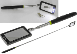 ChiliTec Teleskop Spiegel Werkzeug mit LED Beleuchtung Handspiegel Ausziehbar 28-88cm mit Softgriff Schwenkbar Angebot bei HelloDeals