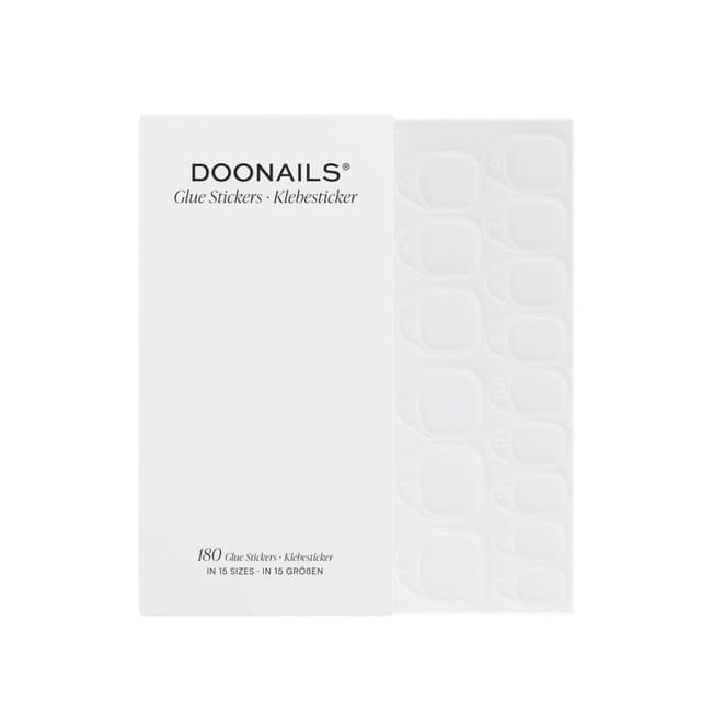 Doonails – Glue Sticker Nagel Klebepads – 180 Stück Klebesticker in 15 Größen – Doppelseitiger Nagelkleber für Kunstnägel, Press On Nails & Tips – Selbstklebende Nagel Aufkleber mit super Haftung 1x 180 Stück