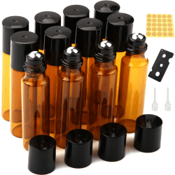 DKBT Roll on Glasflaschen für ätherisches öl 10ml Roll on öl Flasche Leer 12 Stück Rollon Flaschen für öle mit Edelstahl-Roller Ball ätherische öle Roll on für ätherische Öle Braun Braun 12 Stück Angebot bei HelloDeals