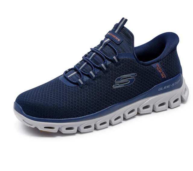Skechers Herren Glide-Step Noxus Hands Free Slip-inSneaker 48.5 EU Navy Mesh Pu