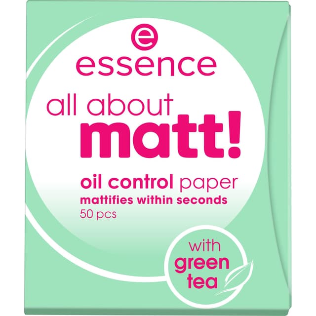 essence all about matt! oil control paper, mattierendes Papier, Puderpapier, transparent, glanzabsorbierend, matt, Nanopartikel frei, ohne Parfüm, ölfrei (50 Stück) Multicolor 50 stück (1er Pack)