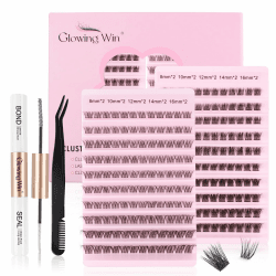 Glowing Win Einzelne Wimpern Extensions Set DIY Individual Cluster Lashes Kit mit Lash Bond and Seal and Applikator Fake Lash Extension Wimpernverlängerung 8-16mm Natürliche Künstliche Wimpern Cluster Lashes Kit-Mix-W51+W61 Angebot bei HelloDeals