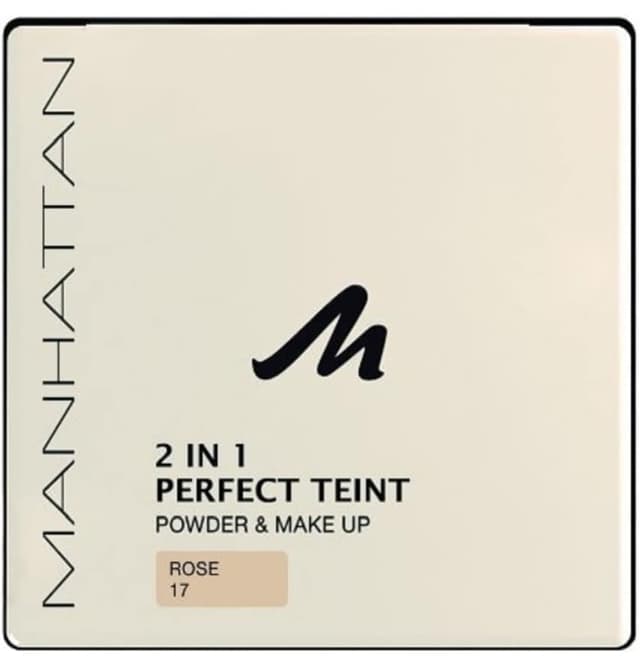 Manhattan 2 in 1 Perfect Teint Powder – Puder und Make-up in einem für einen absolut ebenmäßigen Teint – Farbe Rose 17 – 1 x 9g 17 Rose 9 g (1er Pack)