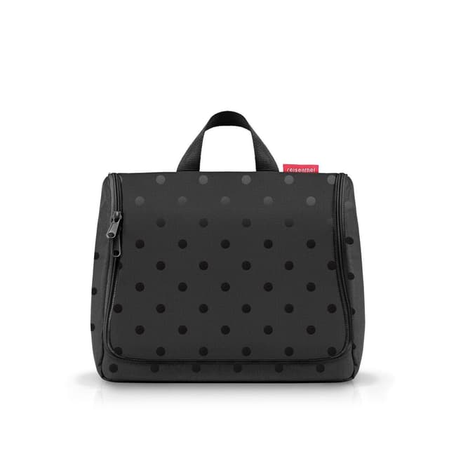 reisenthel toiletbag XL Glossy dots Black - praktischer Kulturbeutel mit Haken, wasserabweisendes Material