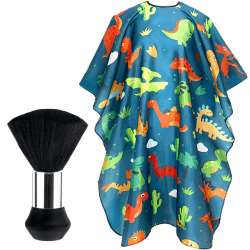 JANYUN Kinder Friseurumhang, Professioneller Kinder Haarschneideumhang Cartoon Dinosaurier Friseurumhang Verstellbarer Friseur Umhang und Nackenstaubbürste für Kinder Erwachsene Friseursalon Zubehör Cartoon Dinosaurier Stil Angebot bei HelloDeals