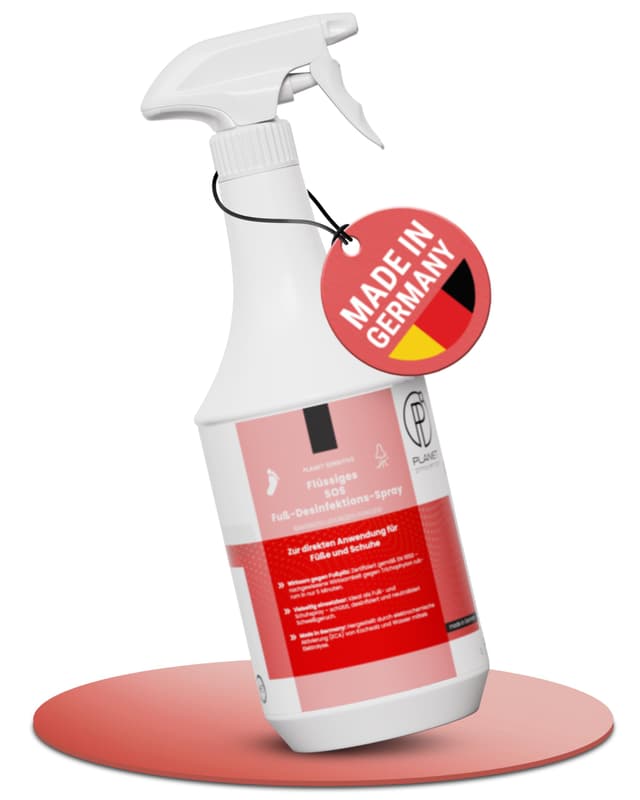 1L SOS Desinfektionsspray für Füße & Schuhe | Planet Sensitive® wirksam gegen Fußpilz, Bakterien, Viren, Hefepilze & Gerüche | Fuß-Desinfektion-Spray | Made in Germany | Sprühflasche 1 l (1er Pack)