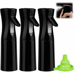 rietegio 3 Stück Sprühflasche mit 1 Faltbarer Trichter，200ml Schwarz Wasserzerstäuber Sprühnebler Leere Sprühflaschen zum Befüllen für Friseursalon, botanische Hydratation, Cleansing