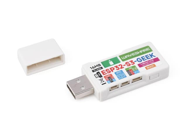 Waveshare ESP32-GEEK Development Board, Based On ESP32-S3R2 Controller Chip, with 1.14inch 65K Color LCD, Supports WiFi & Bluetooth LE, USB-A Male Port, with White Plastic Case