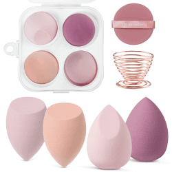 AUAUY 4 PCS Make up Schwamm Set, Foundation Blending Beauty Sponge, Beauty Makeup Schwämme Blender für Flüssigkeit Foundation Puder Sonnenschutz und Creme mit 1 Schwammhalter, 1 Puderquaste 4 PCS Rosa Angebot bei HelloDeals