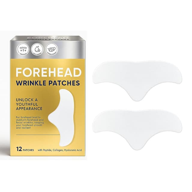 Zornesfalte Pflaster, 12 Stirnfaltenpflaster zur Beseitigung von Stirnfalten, Reduzierung von Falten und Fältchen, wiederverwendbar, für alle Hauttypen geeignet. black
