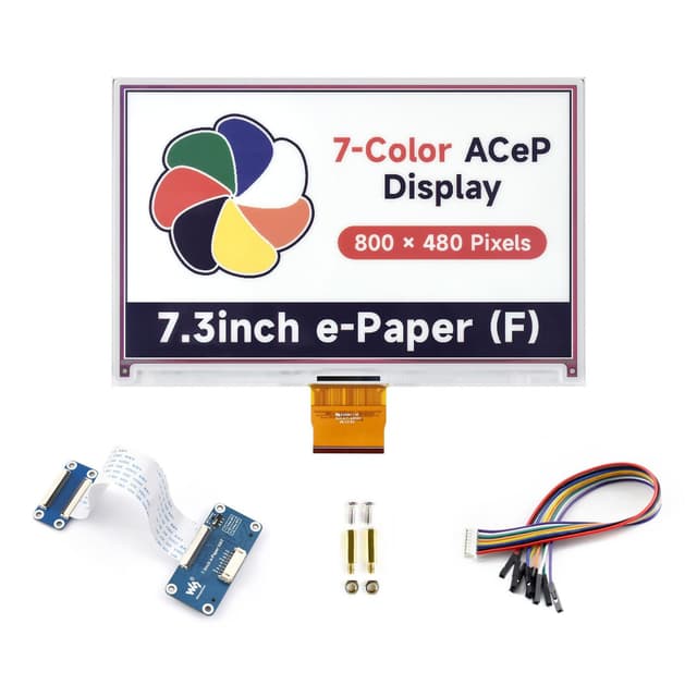LUCKFOX 7.3-inch e-Paper HAT (F), 7-Color e-Ink Screen with PCB, 800x480 Pixels, Low Power Consumption - for Raspberry Pi/Jetson Nano/STM32, Suitable for Electronic Shelf Labels, Meeting Badges, etc