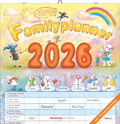 Alpha Edition - Familienplaner Cartoon Kalender 2026 – 30x30 cm – Broschürenkalender mit 6 Spalten & Platz für Notizen – Lustiger Wandkalender für ... Feiertagen & Ferienterminen: by Bayer-Design Angebot bei HelloDeals