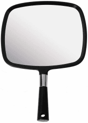 Mirrorvana Großer Handspiegel für Friseure mit Griff, rechteckiger Friseurspiegel zum Haarschneiden, tragbarer Spiegel — 23 cm x 33 cm (Schwarz) 33.5L x 22.9B cm Angebot bei HelloDeals