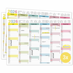 TOBJA Tafelkalender 2026 A4 - Kalender 2026 "Bunt" mit Ferien & Feiertagen | Wandkalender, Jahreskalender 2026 DIN A4 als Jahresplaner | Blattkalender 12 Monate Vorder- und Rückseite (3 Stück Papier) Angebot bei HelloDeals