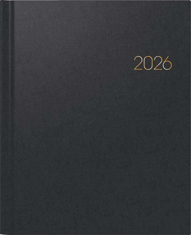 BRUNNEN Buchkalender Mod. Manager Wt 7 weektimer 2026 | 210×260 mm, Kunststoff, schwarz