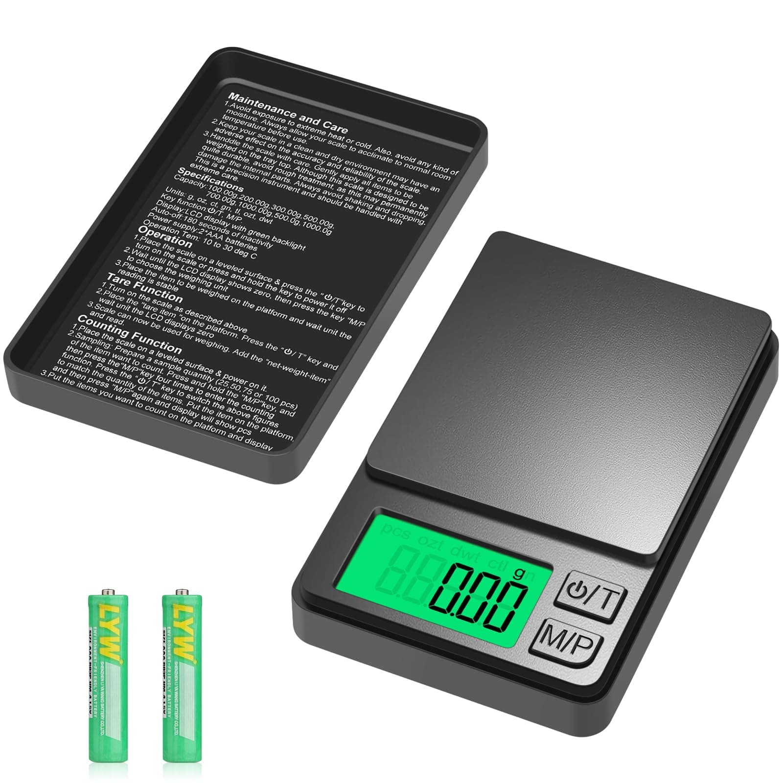 Diyife Feinwaage 0.01 g/1000 g, Multifunktions Taschenwaage Gramm Waage, Tragbare Klein Küchenwaage mit Lcd Display, 7 Einheiten, Tara, Zählfunktion, für Lebensmittel, Schmuck, Medizin, Labor, Kaffee 1000G Schwarz Angebot bei HelloDeals